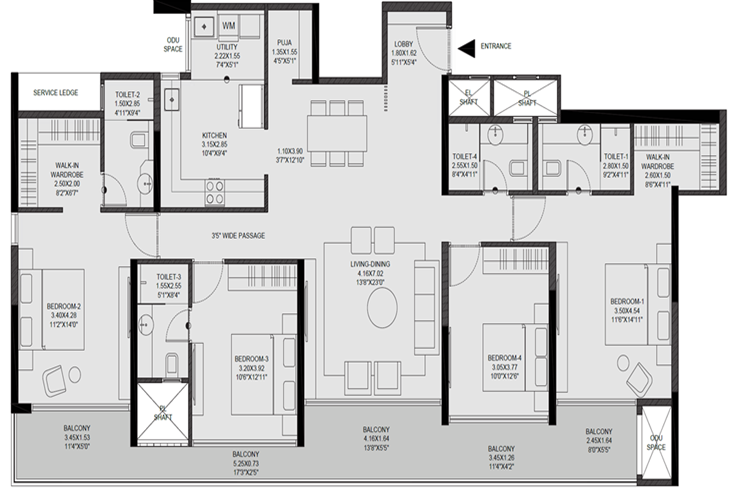 Solitaire Kothrud 4bhk 1860 unit plan
